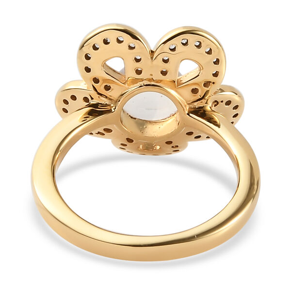 Natürlicher Äthiopischer Opal und Zirkon Blumen Ring 925 Silber vergoldet  ca. 1,26 ct image number 6