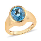 Schweizer Blautopas Solitär Ring 925 Silber 585 Vergoldet image number 3