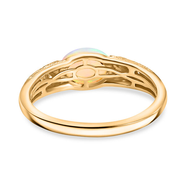 AA Nat&uuml;rlicher, &auml;thiopischer Welo Opal, Moissanit Ring 925 Silber 750 Gelbgold Vermeil (Gr&ouml;&szlig;e 21.00) ca. 1,35 ct image number 5