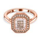 Natürlicher Champagner Diamant Ring, 925 Silber Roségold Vermeil (Größe 18.00) ca. 0.50 ct