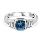 AA Blauer Zirkon, Weißer Zirkon Ring, 925 Silber rhodiniert, (Größe 19.00) ca. 1.83 ct