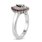 Anthill Granat und Zirkon Halo Ring 925 Silber platiniert  ca. 0,99 ct image number 4