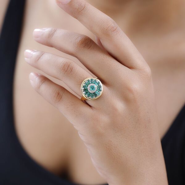 Smaragd und Zirkon Ring- 1,65 ct. image number 3