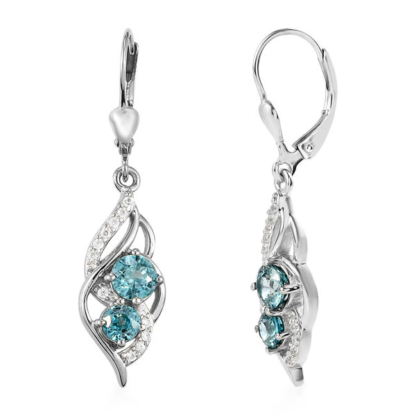 Kambodschanische, blaue Zirkon-Ohrringe, 925 Silber platiniert ca. 2,73 ct image number 4