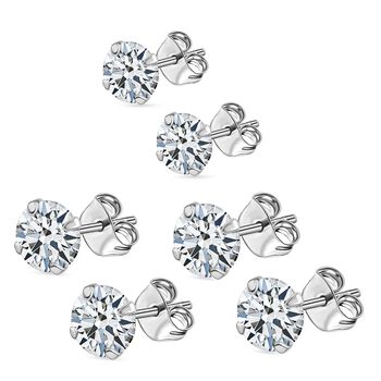 LUSTRO STELLA 3er-Set AA wei&szlig;e Zirkonia Ohrringe, , 925 Silber rhodiniert