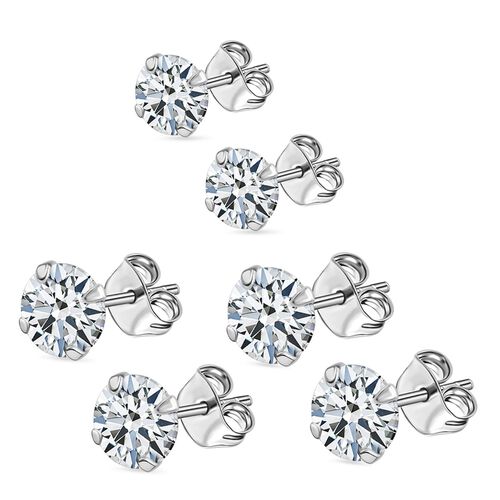 LUSTRO STELLA 3er-Set AA weiße Zirkonia Ohrringe, , 925 Silber rhodiniert image number 1