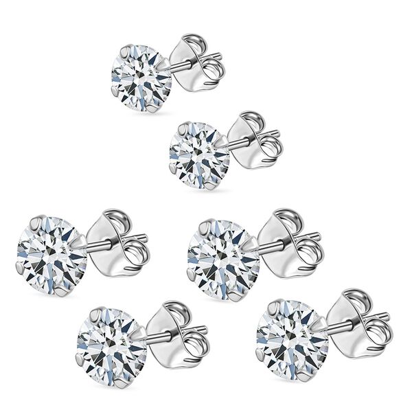 LUSTRO STELLA 3er-Set AA weiße Zirkonia Ohrringe, , 925 Silber rhodiniert image number 1