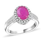 Rhapsody AAAA Natürlicher Mosambik-Rubin, Weißer Diamant Ring 950 Platin (Größe 17.00) ca. 2,15 ct