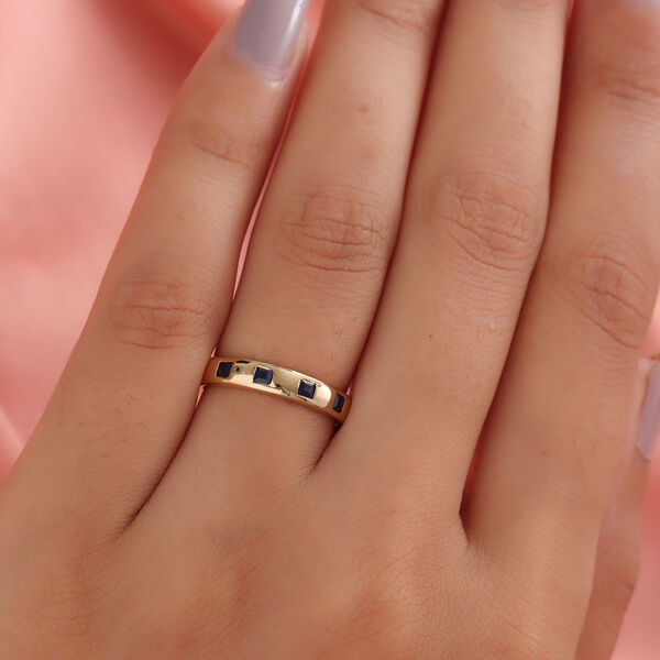 Kanchanaburi blauer Saphir-Bandring, 925 Silber Gelbgold Vermeil, 0,40 ct. image number 3