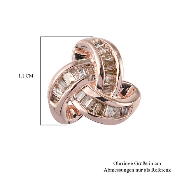 Liebesknoten Champagner Diamant Ohrstecker, 925 Silber mit Roségold Vermeil - 0,25 ct. image number 9