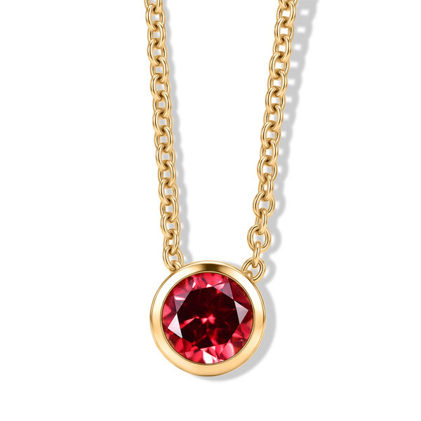 D'Joy Lab Grown Padparadscha-Saphir Anh&auml;nger mit Kette, ca. 50 cm 925 Silber 750 Gelbgold vermeil und Edelstahl 750 Gelbgold vermeil ca. 1.29 ct