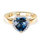 AA London Blau Topas, Weißer Zirkon Ring 925 Silber vergoldet (Größe 18.00) ca. 2,30 ct