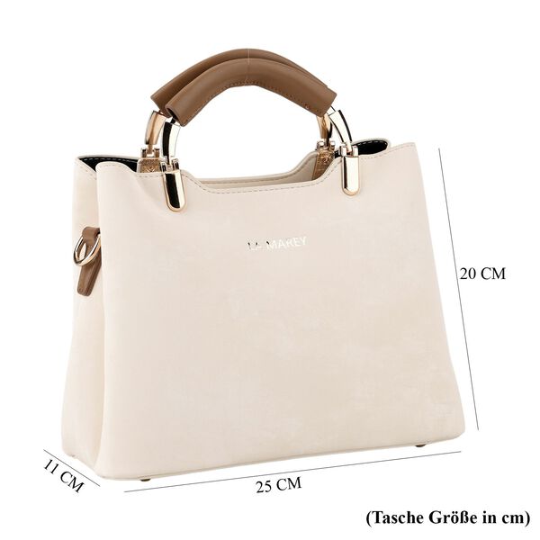 LA MAREY Crossbody Tasche mit Rei&szlig;verschlussf&auml;chern und verstellbarem Schulterriemen, 25x20x11cm, Cremewei&szlig; image number 8