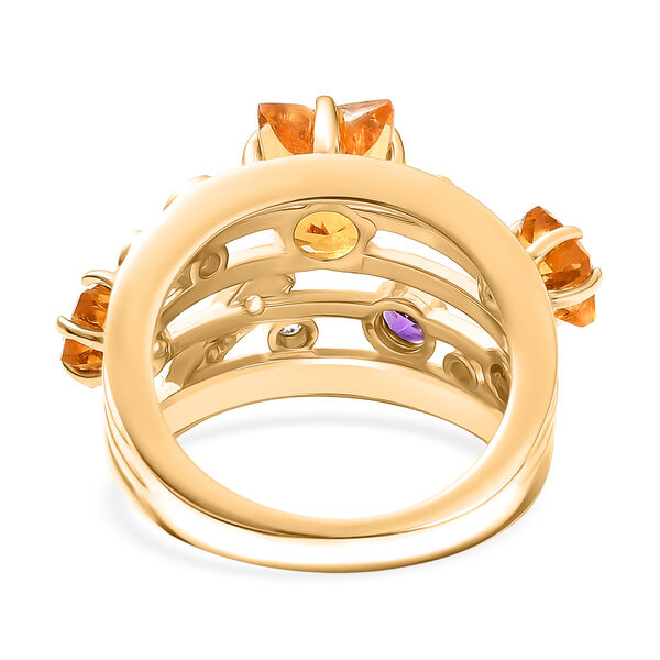 GP - Serra Gaucha Citrin, Afrikanischer Amethyst Ring 925 Silber 750 Gelbgold Vermeil (Gr&ouml;&szlig;e 21.00) ca. 5.32 ct image number 7