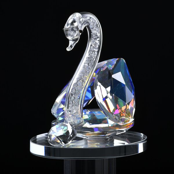 Dekorative Kristallglas-Schwanfigur auf quadratischem St&auml;nder, Gr&ouml;&szlig;e 11.5x11.5x8cm, Transparent image number 2