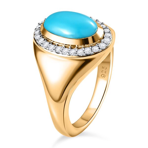 Amerikanischer, nat&uuml;rlicher Sleeping Beauty T&uuml;rkis und Zirkon-Ring - 1,30 ct. image number 5