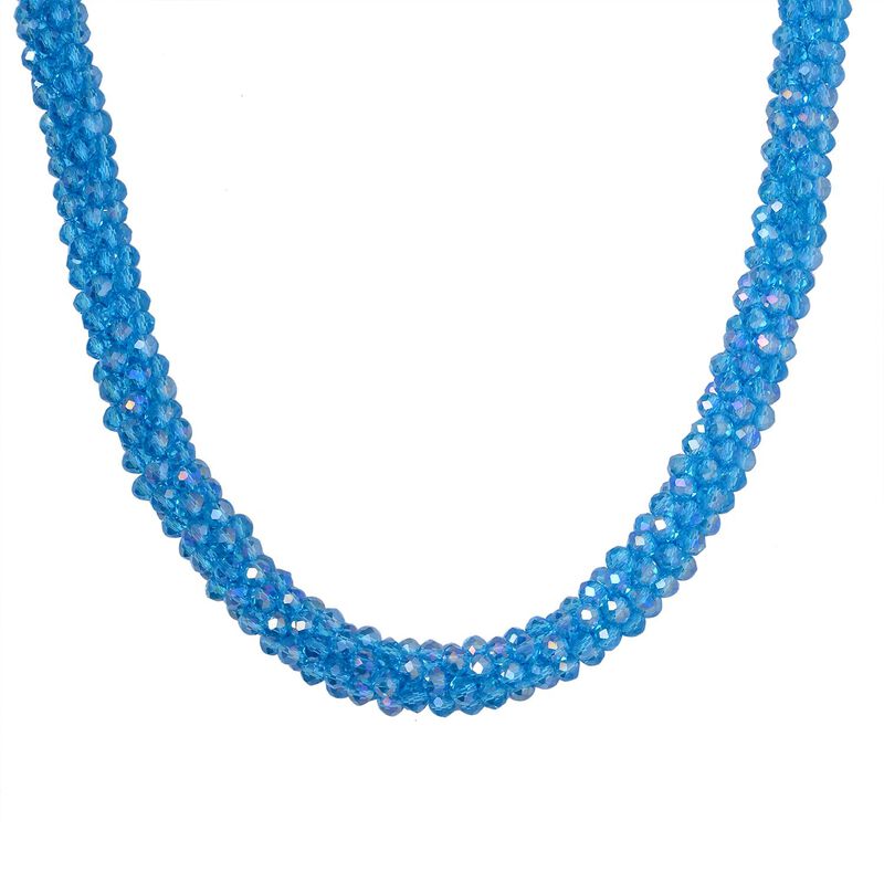 Weißer Kristall, Blauer Kristall Halskette ca. 50 cm image number 0