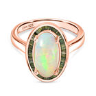 D’joy AA Natürlicher, äthiopischer Welo Opal, Grüner Diamant Ring 925 Silber 750 Roségold Vermeil (Größe 19.00) ca. 2,75 ct