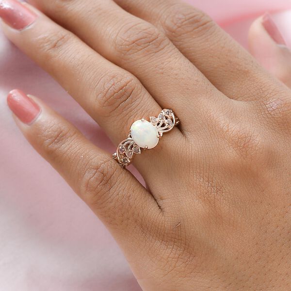 Nat&uuml;rlicher, &auml;thiopischer Welo Opal und rosa Diamant-Ring - 1,44 ct. image number 3
