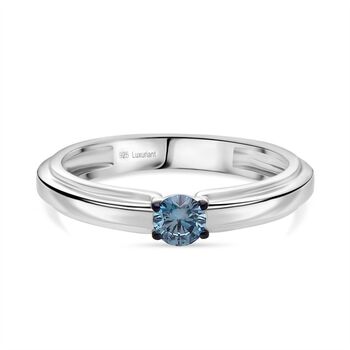 LUXURIANT DIAMOND - Lab Grown Blauer Diamant SI-GH SGL zertifiziert Ring, 925 Silber rhodiniert (Gr&ouml;&szlig;e 19.00) ca. 0.25 ct