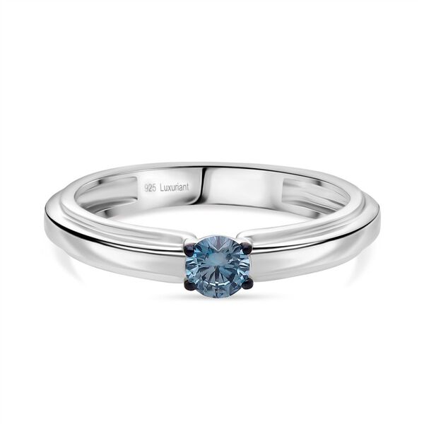 LUXURIANT DIAMOND - Lab Grown Blauer Diamant SI-GH SGL zertifiziert Ring, 925 Silber rhodiniert (Gr&ouml;&szlig;e 19.00) ca. 0.25 ct