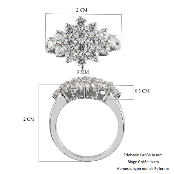 LUSTRO STELLA Hergestellt mit ZIRKONIA Cluster-Ring 925 Silber Platin-Überzug image number 7