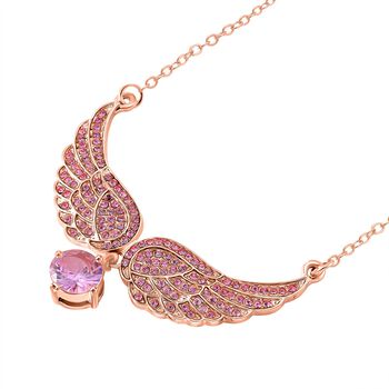 Rosa Zirkonia und Kristall Halskette, 52+5cm