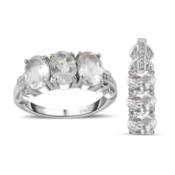 Wei&szlig;er Topas Schmuckset  Edelstahl ca. 5.43 ct