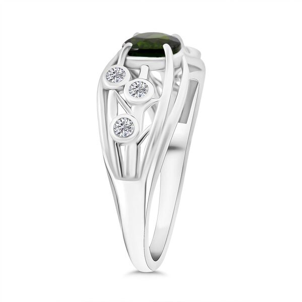 Nat&uuml;rlicher Chromdiopsid und Moissanit Ring - 1 ct. image number 4