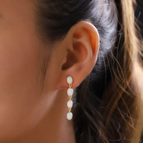 Nat&uuml;rlicher &Auml;thiopischer Opal Ohrringe 925 Silber vergoldet ca. 2,83 ct image number 3