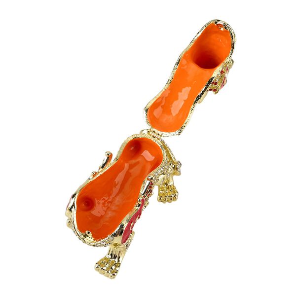 Drachen Schmuckdose Metall und Kristalloptik 12 x 7 cm Braun image number 6