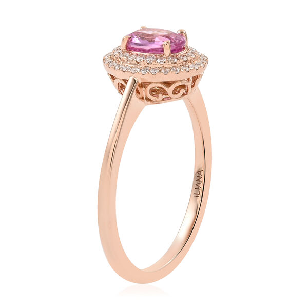 ILIANA AAA rosa Saphir und Diamant-Ring, SI G-H, 750 Ros&eacute;gold  ca. 1,25 ct image number 3