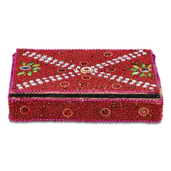 Perlen-Box mit 5 Kugelschreibern (12cm) Geschenkset, 8,5x13,5x3 cm, Rot image number 4