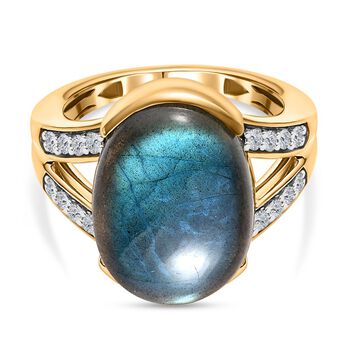 AAA Labradorit und Zirkon Ring - 11,27 ct.