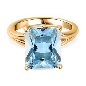 Himmelblauer Topas und weißer Zirkon Ring, ca. 6,12 ct.