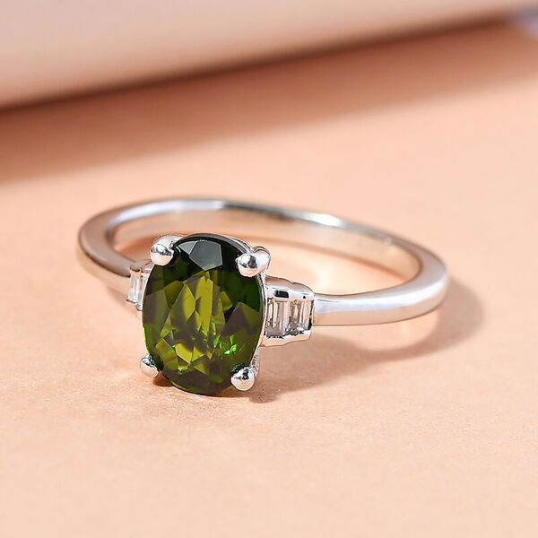 Natürlicher Chromdiopsid und Zirkon-Ring- 1,40 ct. image number 2
