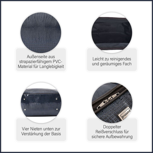 Weekender Reisetasche, 45x33x22cm, Echsenmuster, Marine image number 11