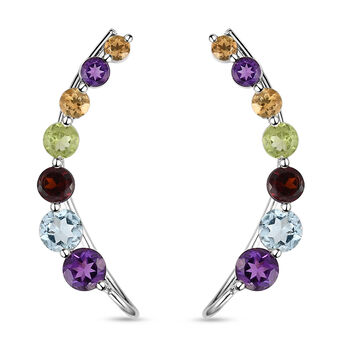Mehrfarbige Edelstein-Ohrringe, 925 Silber platiniert ca. 2.79 ct