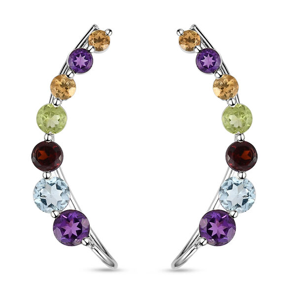 Mehrfarbiger Edelsteine Climber Ohringe in Silber 2,79 Ct