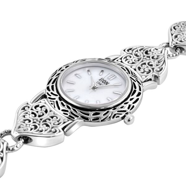 Royal Bali - EON 1962 Schweizer Uhrwerk - Schwarz oxidierte und wasserdichte Uhr, 19cm,  925 Silber ca. 22,00g image number 4