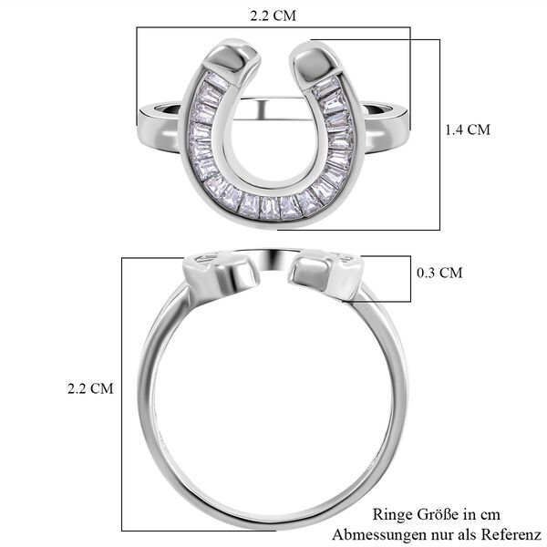 Lustro Stella - Wei&szlig;er Zirkonia Hufeisen-Ring, 925 Silber platiniert image number 6