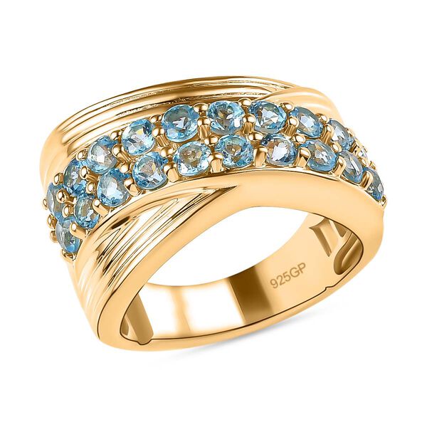 GP Art d&eacute;co Kollektion- Schweizer Blautopas und Kanchanaburi blauer Saphir-Ring- 2,16 ct. image number 4