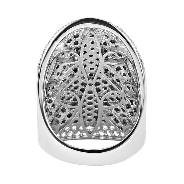 Wei&szlig;er Zirkon, Schwarzer Spinell Ring, 925 Silber Zweifarbig(Gr&ouml;&szlig;e 16.00) ca. 4.04 ct image number 6