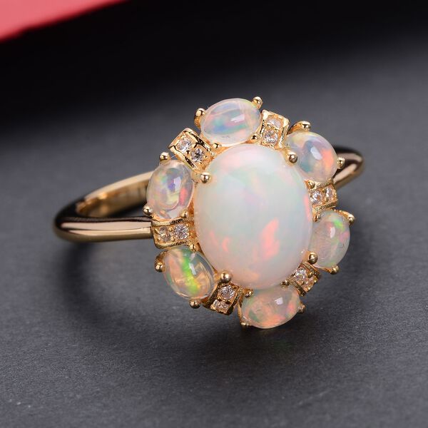 Natürlicher, äthiopischer Opal-Ring, 925 Silber Gelbgold Vermeil  ca. 2,45 ct image number 2