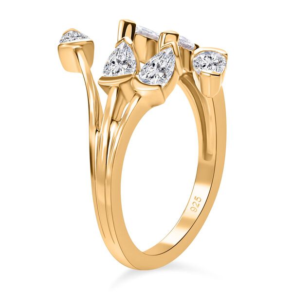 LUSTRO STELLA - feinster Zirkonia Bypass-Ring, 925 Silber vergoldet image number 5