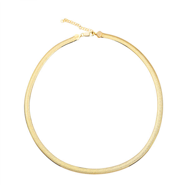 Chunky Choker flache Fischgr&auml;tenkette in vergoldetem Silber