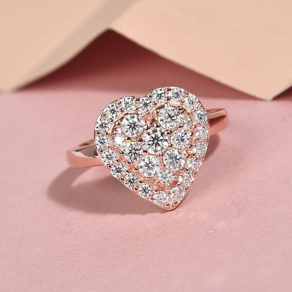 88 Facetten Moissanit Ring 925 Silber ros&eacute;vergoldet  ca. 0,89 ct image number 2