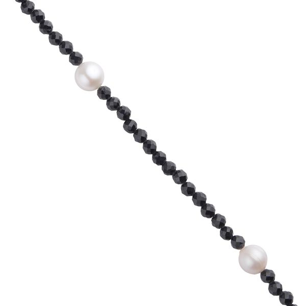 Weiße Süßwasser Perle und schwarze Spinell-Halskette, 60 cm - 63 ct. image number 4