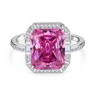 LUSTRO STELLA - Rosa Saphir-farbener Zirkonia, Weißer Zirkonia Ring 925 Silber rhodiniert (Größe 19.00) 11.70 ct