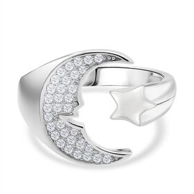 Lustro Stella Weißer Zirkonia Ring 925 Silber rhodiniert (Größe 17.00)